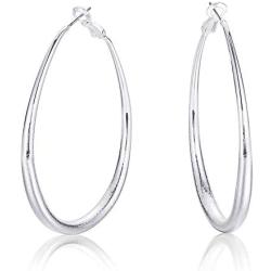 Kemstone Rose Gold/Silver Big Oval Engraved hoop Earrings