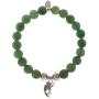 EvaDane Natural Green Aventurine Gemstone Tibetan Bead Koi Fish Charm Stretch Bracelet