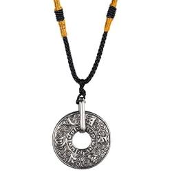INRENG Mens Stainless Steel Tibetan Buddhist Om Mani Padme Hum Mantra Pendant Necklace Yoga Religious Jewelry