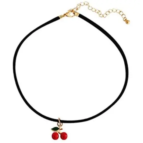 18K Gold Plated Strawberry and Cherry Charm Choker Necklace for Gilrs Kids 18K Gold Plated Strawberry and Cherry Charm Choker Necklace for Gilrs Kids