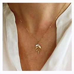 Aluinn Leaf Necklace Gold Dainty Olive Pendant Necklace Simple Necklace Chain Jewelry for Women and Teen Girls