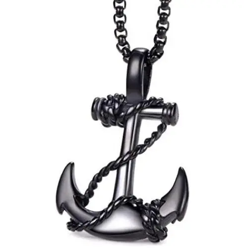 MOO&LEE Mens Stainless Steel Nautical Anchor Necklace Vintage Navy Mooring Rope Anchor Pendant with 24 Inches Link Chain MOO&LEE Mens Stainless Steel Nautical Anchor Necklace Vintage Navy Mooring Rope Anchor Pendant with 24 Inches Link Chain