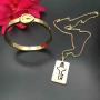 Lock and Key Bracelet and Necklace Set, His& Hers Matching Set Plated Titanium Love Lock Set Couple Heart Bangle Bracelet Lock Key Pendants