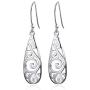 Silver earrings, filigree teardrop earrings, carved earrings earrings