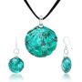 SUVANI Hand Blown & Hand Painted Glass Ocean Green Seashell Necklace or Dangle Earrings