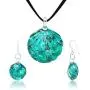 SUVANI Hand Blown & Hand Painted Glass Ocean Green Seashell Necklace or Dangle Earrings
