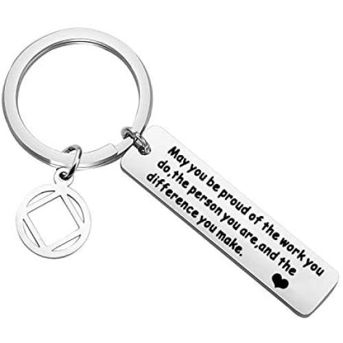 SEIRAA You Make a Difference Keychain Recovery Gifts Alcoholics Anonymous Addiction Recovery Jewelry Recovery Symbol Sponsor Gift