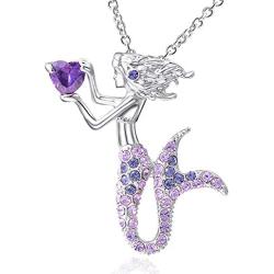 Little Mermaid Pendant Necklace for Women Teen Girls, Fairytale Mermaid Girls Jewelry Gifts