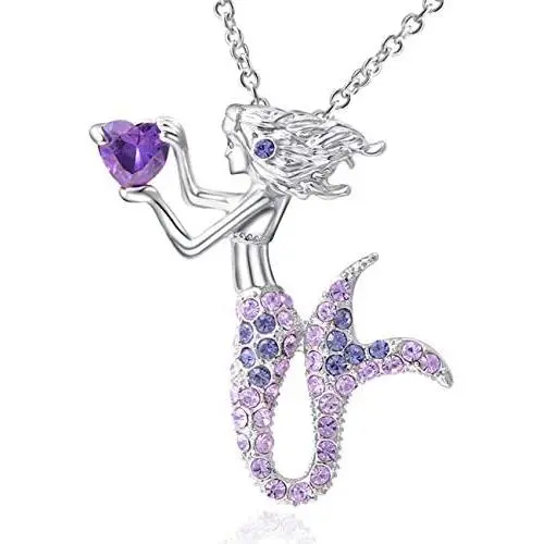 Little Mermaid Pendant Necklace for Women Teen Girls, Fairytale Mermaid Girls Jewelry Gifts Little Mermaid Pendant Necklace for Women Teen Girls, Fairytale Mermaid Girls Jewelry Gifts