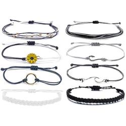 Sunflower String Bracelets for Women Handmade Adjustable Waterproof Braided Rope Fish Hook Charm Summer Beach Foot Jewelry Gifts
