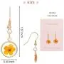 BONALUNA Pressed Flower Yellow Gold Plated Circle Dangle Drop Earrings BONALUNA Pressed Flower Yellow Gold Plated Circle Dangle Drop Earrings