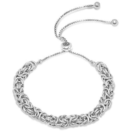 Parade of Jewels Sterling Silver Byzantine Adjustable''Bolo'' Bracelet