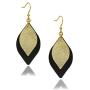 missaqua Leather Earrings Layered Metallic Genuine Leather Leaf Dangle Drop Earrings for Women