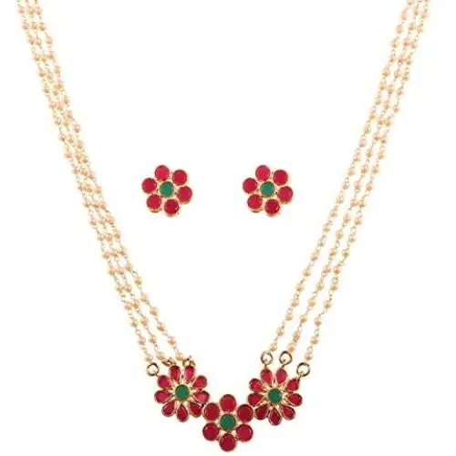 Touchstone Indian Bollywood Handcrafted Traditional Royal Mughal Kundan Polki Meenakari Enamel Colorful Wedding Designer Jewelry Long Necklace Set in Gold and Silver Tone for Women.