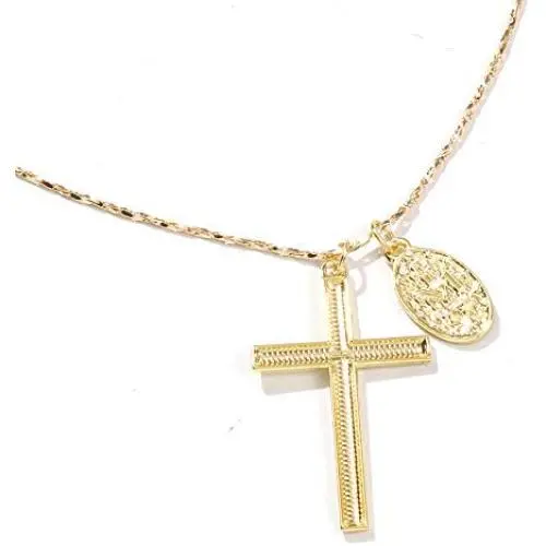Solememo Gold Tone Chain with Cross Faith Pendant Necklace for Gift Solememo Gold Tone Chain with Cross Faith Pendant Necklace for Gift