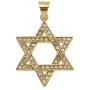 JAJAFOOK Star of David Pendant 18K Yellow Gold Iced Out Solid Jewish Necklace Jewelry, Cuban Chain