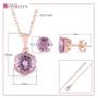 ATELIER PINKCITY Pink Amethyst Necklace and Stud Earring Set 925 Sterling Silver 18K Rose Gold Plated 16 Inches with 2'' Extension Gemstone Birthstone Sets for Women