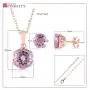 ATELIER PINKCITY Pink Amethyst Necklace and Stud Earring Set 925 Sterling Silver 18K Rose Gold Plated 16 Inches with 2'' Extension Gemstone Birthstone Sets for Women