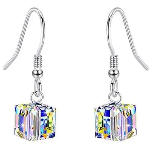 Swarovski Crystal Cube Drop Dangle Earrings for Women Fashion 14K Gold Plated Hypoallergenic Jewelry Swarovski Crystal Cube Drop Dangle Earrings for Women Fashion 14K Gold Plated Hypoallergenic Jewelry
