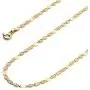 14k REAL Tri Color Gold Solid 3mm Flat Star Diamond Cut Chain Necklace with Spring Ring Clasp