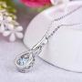 JO WISDOM Infinity Necklaces,925 Sterling Silver Cubic Zirconia Infinity Knot with Dancing Diamond Pendant Necklace,Birthstone Jewelry for Women