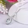 JO WISDOM Infinity Necklaces,925 Sterling Silver Cubic Zirconia Infinity Knot with Dancing Diamond Pendant Necklace,Birthstone Jewelry for Women