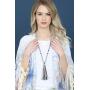 RIAH FASHION Bohemian Tassel Statement Necklace - Lightweight Fabric Faux Suede Fringe Long Bead Chain