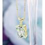 Gem Stone King Green Prasiolite and White Diamond 18K Yellow Gold Plated Silver Pendant Necklace For Women (6.62 Ct Octagon Checkerboard with 18 Inch Chain)