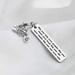 FUSTMW Biker Gift Motorcycle Keychain Bikers Prayer Gift May Your Ride Never Tumble May Your Rear Never Ache Bike Lover Jewelry Gift