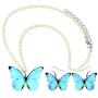 DUOWEI Acrylic Morpho Butterfly Earrings and Chain Necklace Monarch Butterfly Jewelry Sets Charms Insect Dangle Drop Pendant Ornament Gifts for Women Girls Teens