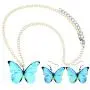 DUOWEI Acrylic Morpho Butterfly Earrings and Chain Necklace Monarch Butterfly Jewelry Sets Charms Insect Dangle Drop Pendant Ornament Gifts for Women Girls Teens