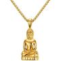 Xusamss Plated 18K Gold Titanium Steel Buddha Religious Pendant Necklace,22inches Link Chain