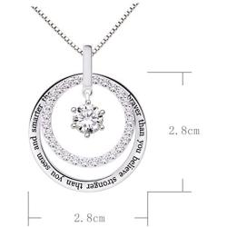 ALOV Jewelry Sterling Silver You are Braver Than You Believe Stronger Than You Seem and Smarter Than You Think Cubic Zirconia Pendant Necklace