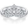 BORUO 925 Sterling Silver Cubic Zirconia Princess Crown Tiara Wedding Cz Band Eternity Ring 4-12
