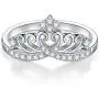 BORUO 925 Sterling Silver Cubic Zirconia Princess Crown Tiara Wedding Cz Band Eternity Ring 4-12