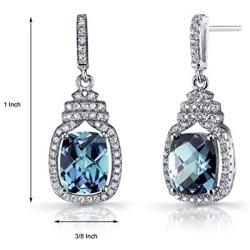 Peora Sterling Silver Earrings for Women, Charming Crown Dangle Cushion Cut in Natural, Created and Simulated Gemstones