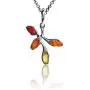 Multicolor Amber Sterling Silver Pendant Necklace Chain 18'' Multicolor Amber Sterling Silver Pendant Necklace Chain 18''