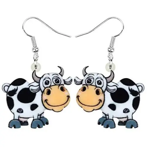 NEWEI Acrylic Anime Dairy Cattle Cow Earrings Dangle Drop Farm Pet Jewelry For Women Girl Charm Gift NEWEI Acrylic Anime Dairy Cattle Cow Earrings Dangle Drop Farm Pet Jewelry For Women Girl Charm Gift