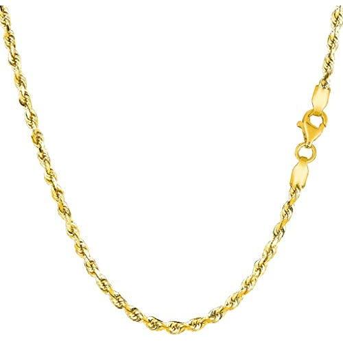 10k REAL Yellow Gold 1.50mm,2mm,2.5mm,3.2mm, OR 4mm Shiny Hollow Rope Chain Necklace for Pendants and Charms with Lobster-Claw Clasp (7'' 8'',10'' 16'', 18'' 20'' 22'' or 24 inch)