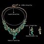 BriLove Womens Bohemian Boho Crystal Filigree Vine Leaf Hollow Enamel Statement Necklace Dangle Earrings Set