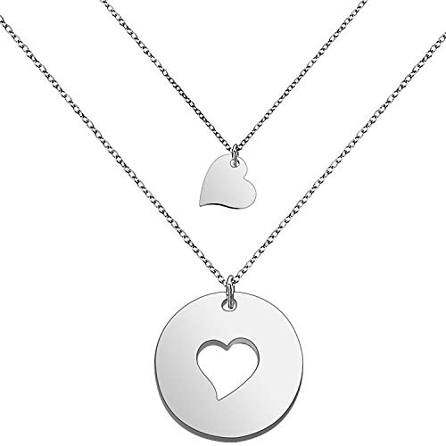 SEIRAA Mother Daughters Necklace Set Mom Daughter Heart Jewelry Gift for Mom
