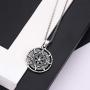 Compass Necklace For Women, Silver Pendant With Zirconia, Mayan Calendar Jewelry Charm