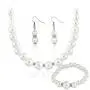 Danbihuabi Silver Plated Faux Pearl Necklace Earring wedding jewelry sets for brides'' (White1)