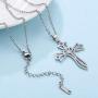 Jude Jewelers Stainless Steel Flower Style Christian Cross Religious Wedding Party Anniversary Pendant Necklace