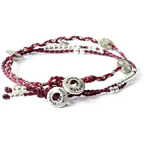 Wakami Freedom Bracelets for Women | Handmade Friendship Bracelet Set of 2 | Glass Beaded, Wax Coated Waterproof, Zinc Charm | 7.5 in Diameter, Button Closure Wakami Freedom Bracelets for Women | Handmade Friendship Bracelet Set of 2 | Glass Beaded, Wax Coated Waterproof, Zinc Charm | 7.5 in Diameter, Button Closure