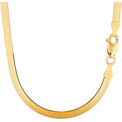 14k Yellow Solid Gold Imperial Herringbone Chain Necklace, 6.0mm