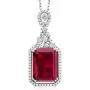 Gem Stone King Bundle of 925 Sterling Silver Red Created Ruby Pendant and Earrings Set For Women (14X10MM with 18 Inch Silver Chain)