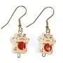 ''Little Maneki Neko'' Beckoning Lucky White Cat Porcelain Earrings, Dangle 1.5 Inches