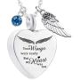 Cremation Urn Necklace for Angel Wings with 12 Birthstones Heart Memorial Keepsakes Pendant Ashes Jewelry-Your Wings were Ready My Heart was Not