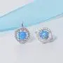 4 Prong Round Birthstone and Created Opal Halo Leverback Earrings For Women or Girls Sterling Silver Dangle Earring 4 Prong Round Birthstone and Created Opal Halo Leverback Earrings For Women or Girls Sterling Silver Dangle Earring